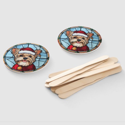 Yorkshire Terrier Stared Glass Christmas Fächer (Non-assembled)