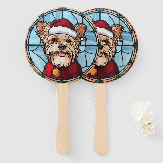 Yorkshire Terrier Stared Glass Christmas Fächer (Vorne und Hinten)