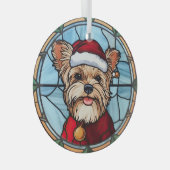 Yorkshire Terrier Stared Glass Christmas Ornament Aus Glas (Vorderseite Rechts)