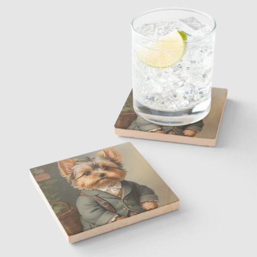 Yorkshire Terrier Steinuntersetzer (Seitenansicht)