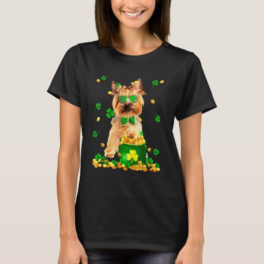 Yorkshire Terrier Stpatricks Day Dog Vater Dog Mam T-Shirt (Vorderseite)