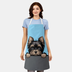 Yorkshire Terrier Süßer spähender Yorkie Hundelieb Schürze