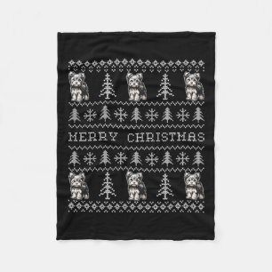 Yorkshire Terrier Ugly Christmas Sweater Funny Dog Fleecedecke