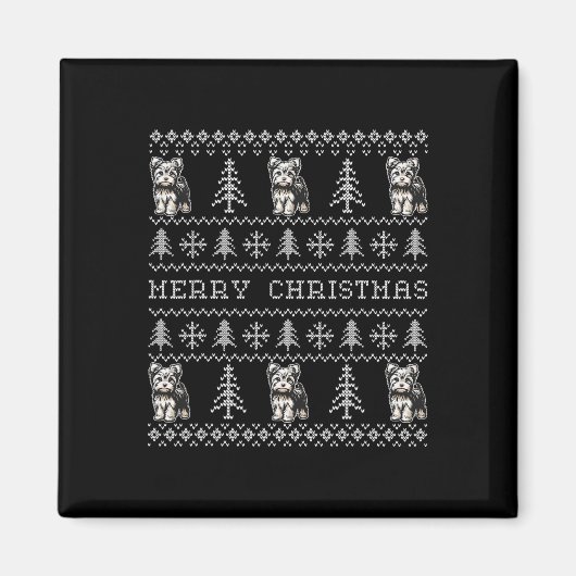 Yorkshire Terrier Ugly Christmas Sweater Funny Dog Magnet (Vorne)