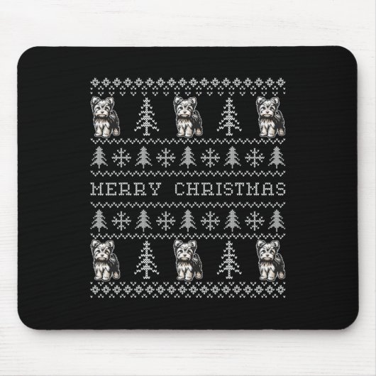 Yorkshire Terrier Ugly Christmas Sweater Funny Dog Mousepad (Vorne)