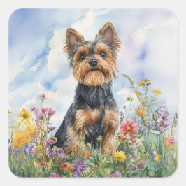 Yorkshire Terrier - Umschlaghalter Quadratischer Aufkleber