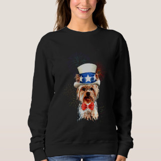 Yorkshire Terrier Us Flaggenmütze Feuerwerk 4. Jul Sweatshirt