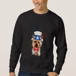 Yorkshire Terrier Us Flaggenmütze Feuerwerk 4. Jul Sweatshirt