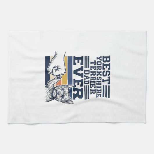 Yorkshire Terrier Vater Fist Bump Vintage Vektor D Geschirrtuch (Horizontal)