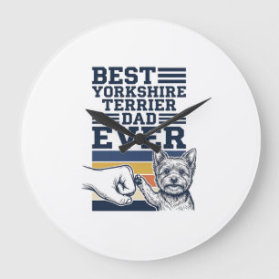 Yorkshire Terrier Vater Fist Bump Vintage Vektor D Große Wanduhr