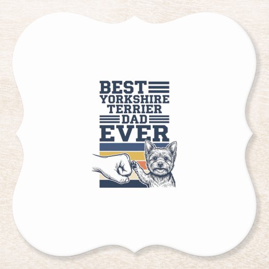 Yorkshire Terrier Vater Fist Bump Vintage Vektor D Untersetzer (Vorderseite)