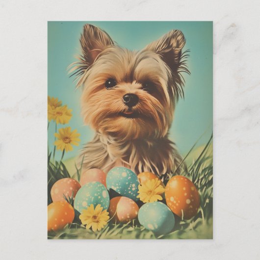 Yorkshire Terrier Vintag Oaster Postkarte (Vorderseite)