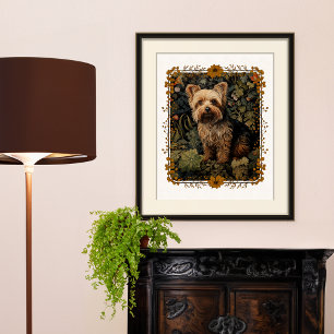 Yorkshire Terrier Vintage-Blumen-Teppich Poster