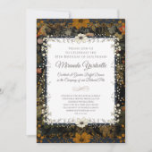 Yorkshire Terrier Vintages Blumenband Einladung (Vorderseite)