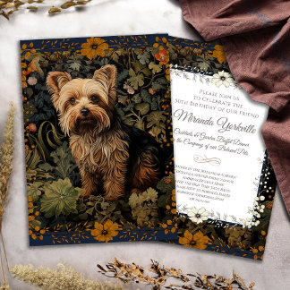 Yorkshire Terrier Vintages Blumenband Einladung