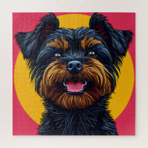 Yorkshire Terrier vor einem hellen Hintergrund Puzzle