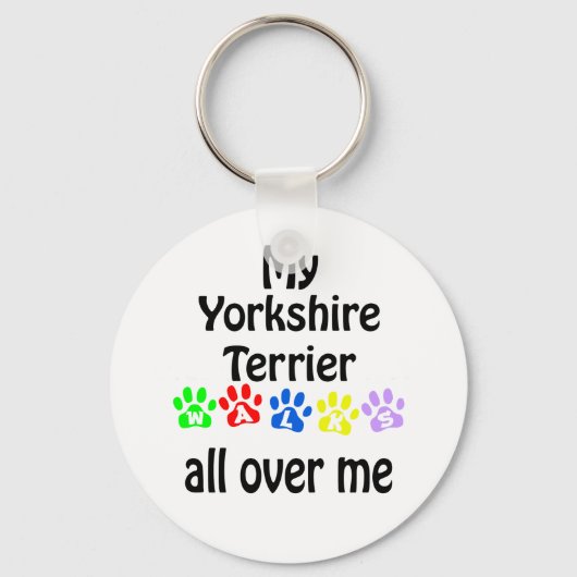 Yorkshire Terrier Walks Design Schlüsselanhänger (Vorderseite)