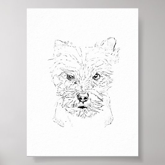 Yorkshire Terrier Wandkunst, Minimalistische Linie Poster (Vorne)