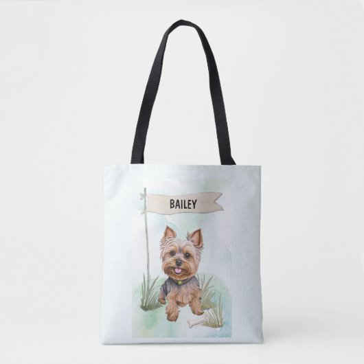 Yorkshire Terrier Wasserfarbe Personalisierter Hun Tasche (Vorderseite)