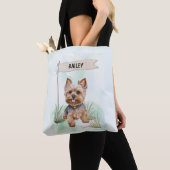 Yorkshire Terrier Wasserfarbe Personalisierter Hun Tasche (Von Nahem)