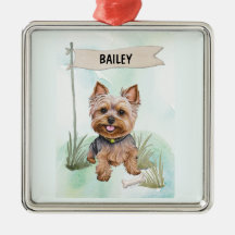 Yorkshire Terrier Wasserfarben personalisierter Hu