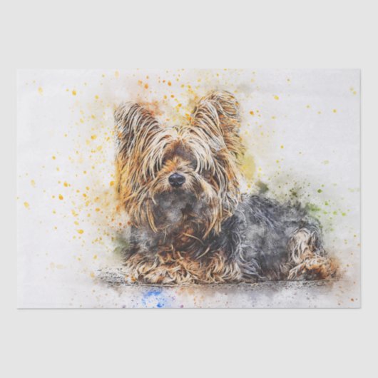 Yorkshire Terrier Watercolor Decoupage Seidenpapier (Vorderseite)
