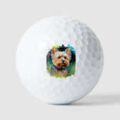Yorkshire Terrier Watercolor Golfball (Vorderseite)