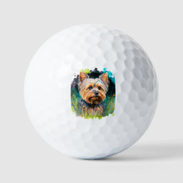 Yorkshire Terrier Watercolor Golfball