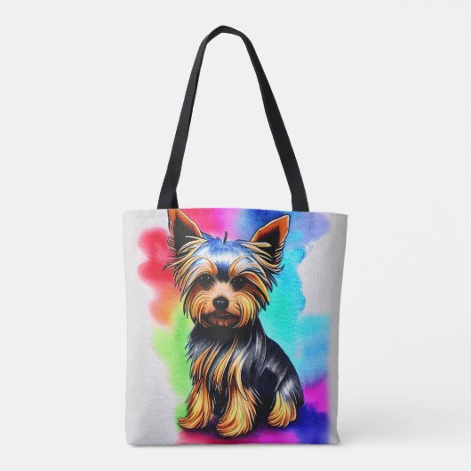 Yorkshire Terrier Watercolor Paint Splash Tasche (Rückseite)
