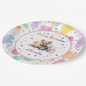 Yorkshire Terrier Watercolor Paper Plate Pappteller (Schrägansicht)