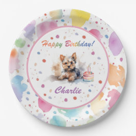 Yorkshire Terrier Watercolor Paper Plate Pappteller