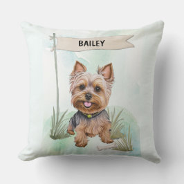 Yorkshire Terrier Watercolor Personalized Dog Kissen