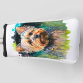 Yorkshire Terrier Watercolor Putter Golf Headcover (Vorderseite)