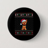 Yorkshire Terrier Wear Weihnachtsmannmütze Ugly Xm Button (Vorderseite)