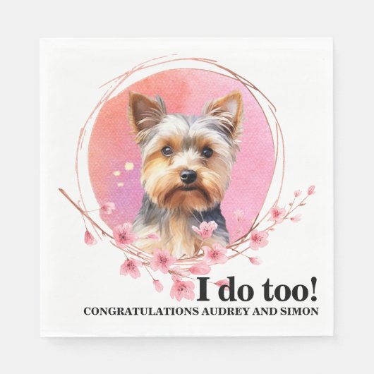 Yorkshire Terrier Wedding Napkins mit Foto für Hun Serviette (Vorderseite)