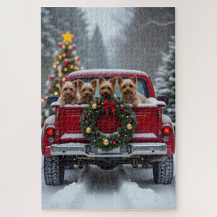 Yorkshire Terrier Weihnachten roter LKW Feiertagsg Puzzle