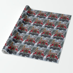 Yorkshire Terrier Weihnachten Rotes Lastwagen Weih Geschenkpapier