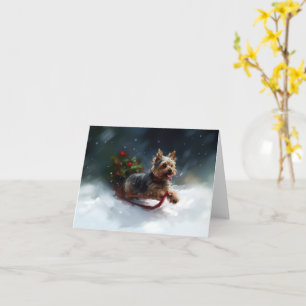 Yorkshire Terrier Weihnachten Schnee Winter Karte