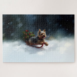 Yorkshire Terrier Weihnachten Schnee Winter Puzzle