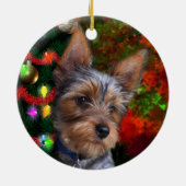 Yorkshire Terrier Weihnachts Keramikornament (Hinten)