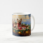 Yorkshire Terrier Weihnachtsboot Urlaub Kaffeetasse (VorderseiteRechts)