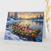 Yorkshire Terrier Weihnachtsboot Urlaub Karte (Gelbe Blume)