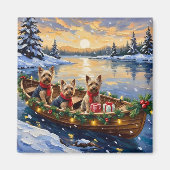 Yorkshire Terrier Weihnachtsboot Urlaub Magnet (Vorne)