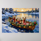 Yorkshire Terrier Weihnachtsboot Urlaub Poster (Vorne)