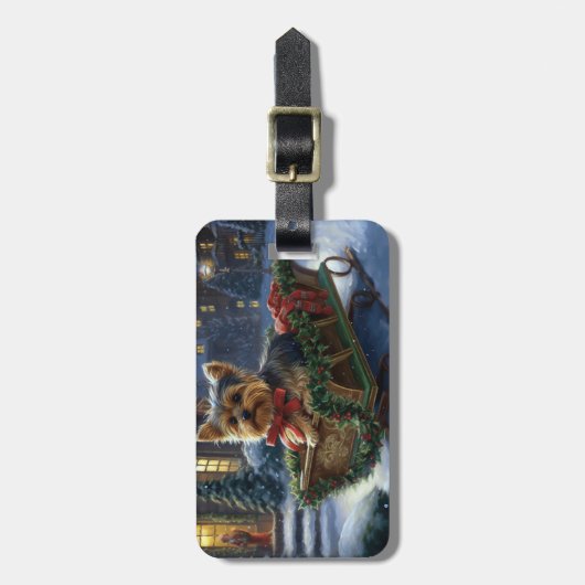 Yorkshire Terrier Weihnachtsfeiertage Gepäckanhänger (Vorderseite vertikal)