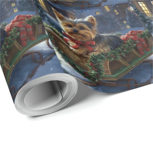 Yorkshire Terrier Weihnachtsfeiertage Geschenkpapier (Rolleneckpunkt)