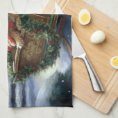 Yorkshire Terrier Weihnachtsfeiertage Geschirrtuch (Viertel Falte)