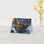 Yorkshire Terrier Weihnachtsfeiertage Karte (Gelbe Blume)