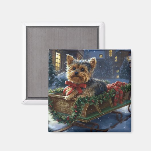 Yorkshire Terrier Weihnachtsfeiertage Magnet (Vorderseite/Rückseite)