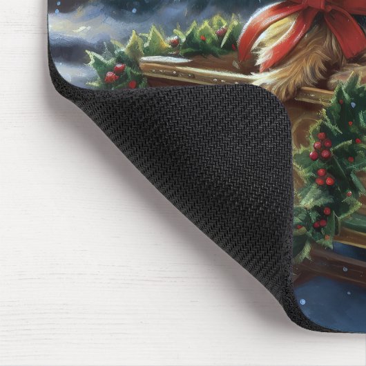 Yorkshire Terrier Weihnachtsfeiertage Mousepad (Ecke)